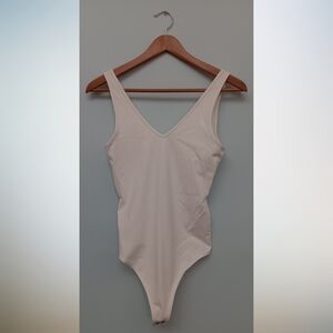 Abercrombie & Fitch Soft A&F Collection Tank Strap V-Neck Tong Bodysuit White M